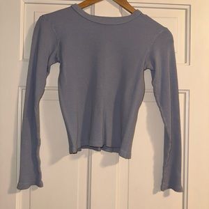 BRANDY MELVILLE Blue Waffle Knit Long Sleeve